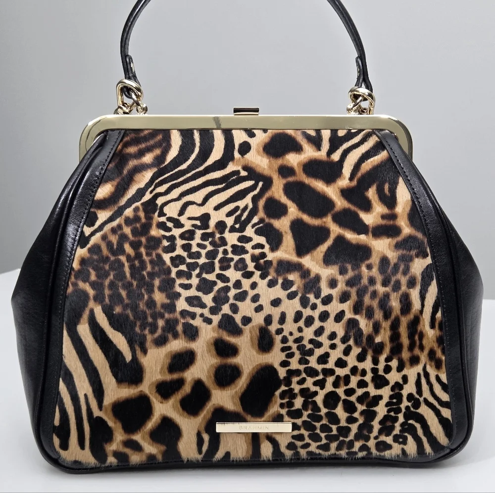 LIKE NEW BRAHMIN EMMY SATCHEL BAG - NATURAL FONTELLA